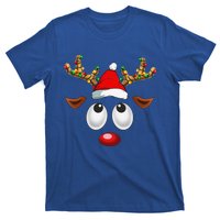 Christmas Reindeer Face Santa Hat Xmas Lights For T-Shirt