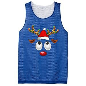 Christmas Reindeer Face Santa Hat Xmas Lights For Mesh Reversible Basketball Jersey Tank