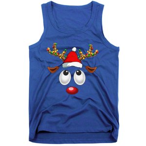 Christmas Reindeer Face Santa Hat Xmas Lights For Tank Top