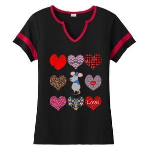 Cute Rat Funny Retro Floral Hearts Pattern Valentines Day Great Gift Ladies Halftime Notch Neck Tee