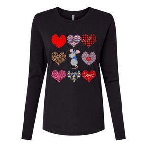 Cute Rat Funny Retro Floral Hearts Pattern Valentines Day Great Gift Womens Cotton Relaxed Long Sleeve T-Shirt