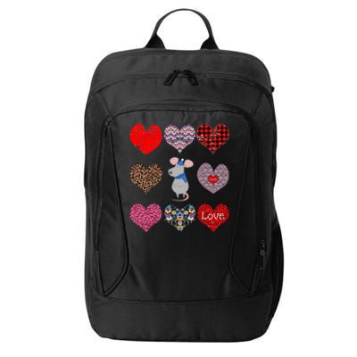 Cute Rat Funny Retro Floral Hearts Pattern Valentines Day Great Gift City Backpack