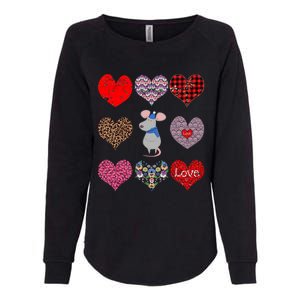 Cute Rat Funny Retro Floral Hearts Pattern Valentines Day Great Gift Womens California Wash Sweatshirt