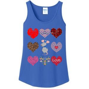 Cute Rat Funny Retro Floral Hearts Pattern Valentines Day Great Gift Ladies Essential Tank