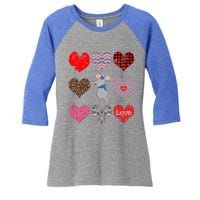 Cute Rat Funny Retro Floral Hearts Pattern Valentines Day Great Gift Women's Tri-Blend 3/4-Sleeve Raglan Shirt