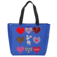 Cute Rat Funny Retro Floral Hearts Pattern Valentines Day Great Gift Zip Tote Bag