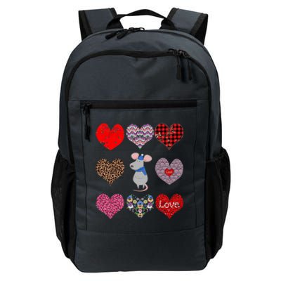 Cute Rat Funny Retro Floral Hearts Pattern Valentines Day Great Gift Daily Commute Backpack