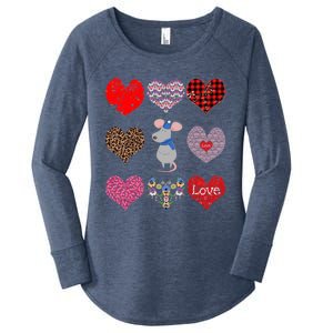 Cute Rat Funny Retro Floral Hearts Pattern Valentines Day Great Gift Women's Perfect Tri Tunic Long Sleeve Shirt