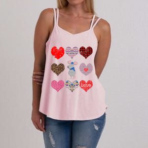 Cute Rat Funny Retro Floral Hearts Pattern Valentines Day Great Gift Women's Strappy Tank