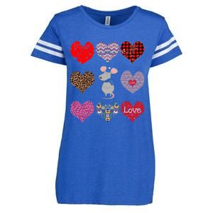 Cute Rat Funny Retro Floral Hearts Pattern Valentines Day Great Gift Enza Ladies Jersey Football T-Shirt