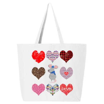 Cute Rat Funny Retro Floral Hearts Pattern Valentines Day Great Gift 25L Jumbo Tote