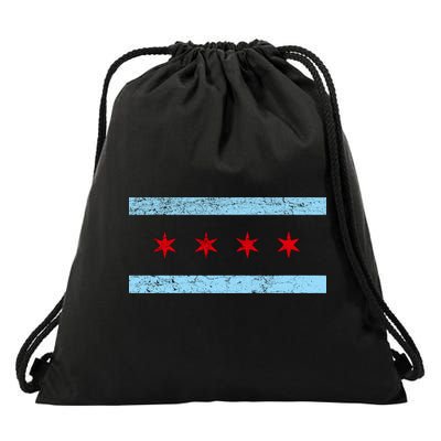 Chicago Retro Flag Vintage Drawstring Bag