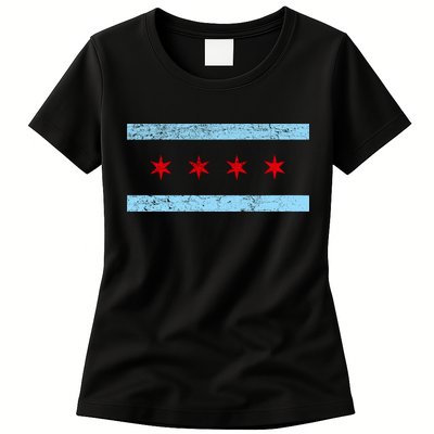 Chicago Retro Flag Vintage Womens T-Shirt