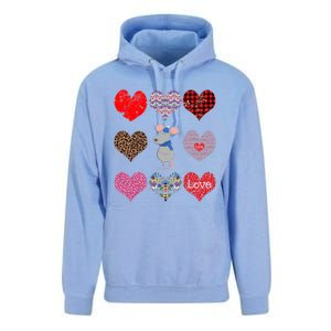 Cute Rat Funny Retro Floral Hearts Pattern Valentines Day Gift Unisex Surf Hoodie