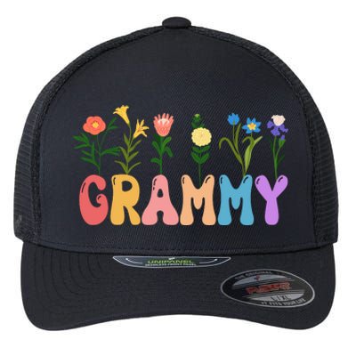 Cute Retro Floral Grammy Flexfit Unipanel Trucker Cap