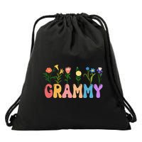 Cute Retro Floral Grammy Drawstring Bag