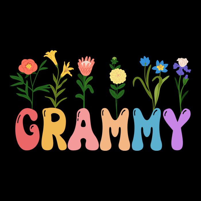 Cute Retro Floral Grammy Drawstring Bag