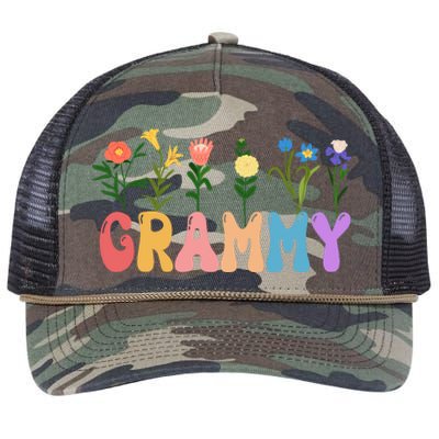 Cute Retro Floral Grammy Retro Rope Trucker Hat Cap