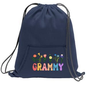 Cute Retro Floral Grammy Sweatshirt Cinch Pack Bag