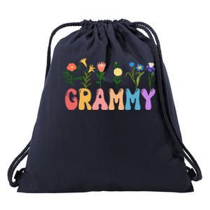 Cute Retro Floral Grammy Drawstring Bag