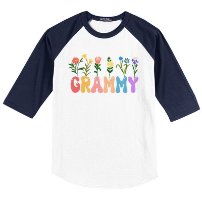 Cute Retro Floral Grammy Baseball Sleeve Shirt