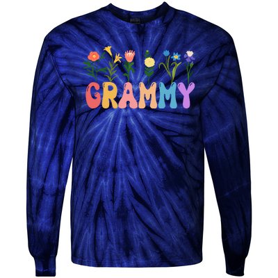 Cute Retro Floral Grammy Tie-Dye Long Sleeve Shirt