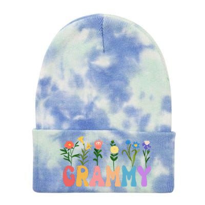 Cute Retro Floral Grammy Tie Dye 12in Knit Beanie