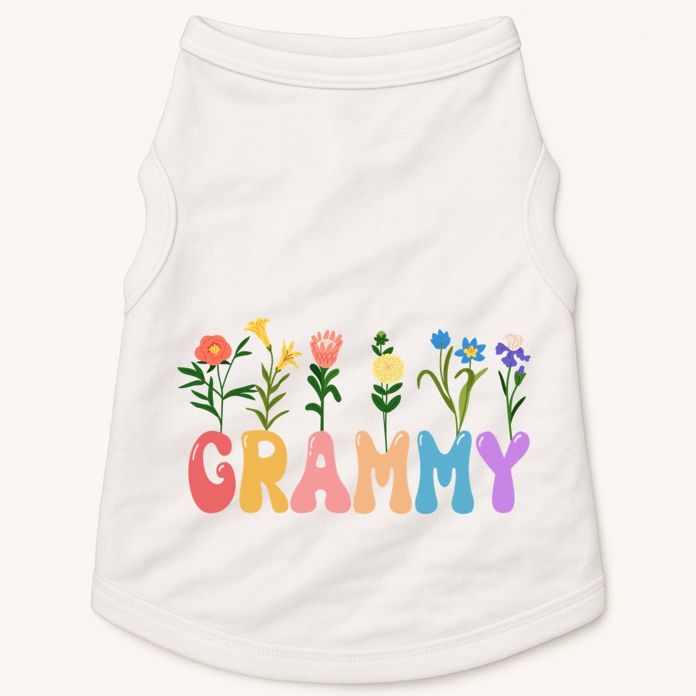 Cute Retro Floral Grammy Doggie Tank