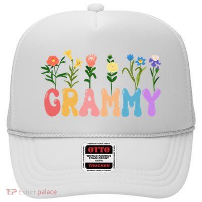Cute Retro Floral Grammy High Crown Mesh Back Trucker Hat