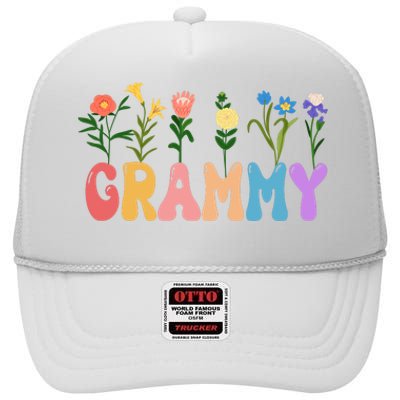 Cute Retro Floral Grammy High Crown Mesh Back Trucker Hat