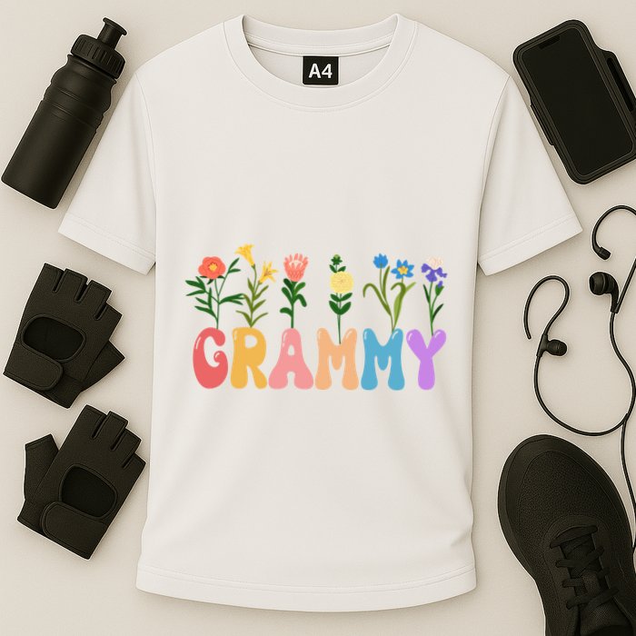 Cute Retro Floral Grammy Cooling Performance Crew T-Shirt