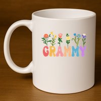 Cute Retro Floral Grammy 11oz C Handle Ceramic Mug