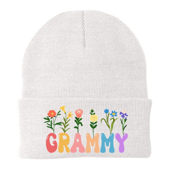 Cute Retro Floral Grammy Knit Cap Winter Beanie