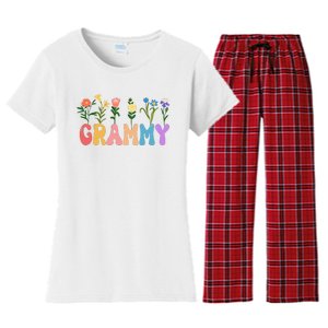 Cute Retro Floral Grammy Women's Flannel Pajama Set