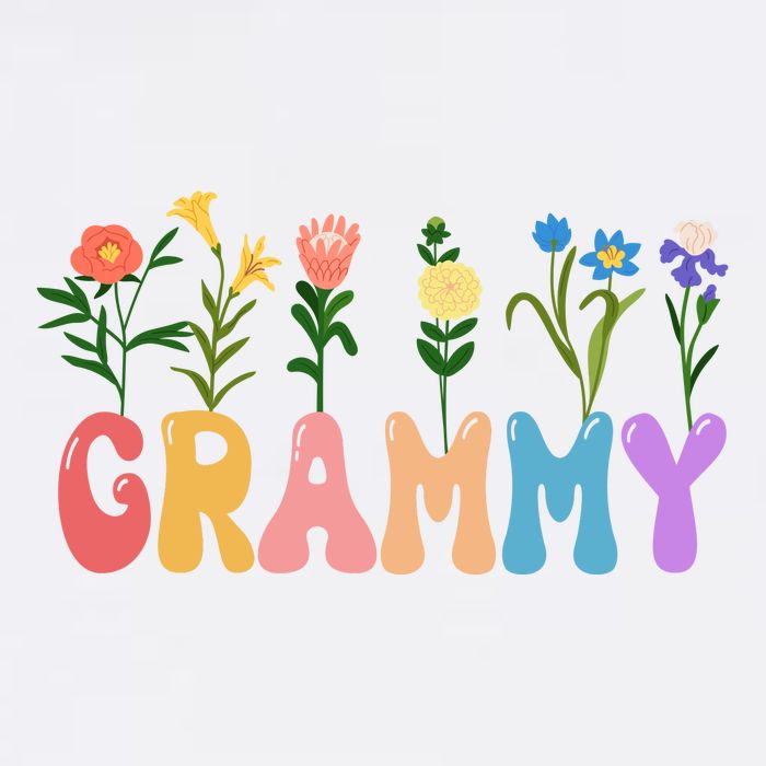 Cute Retro Floral Grammy Ladies Essential Flowy Tank