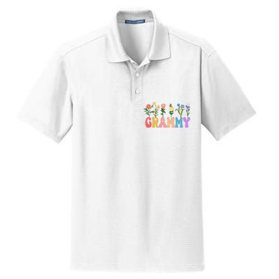 Cute Retro Floral Grammy Dry Zone Grid Polo