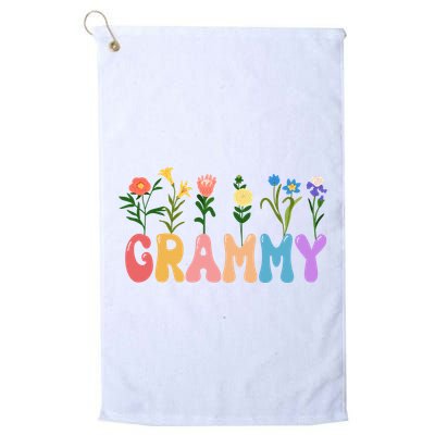 Cute Retro Floral Grammy Golf Towel