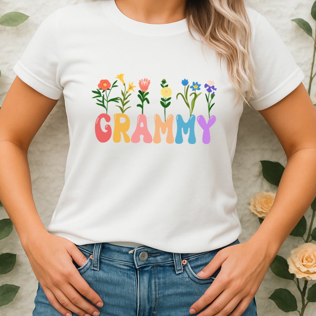 Cute Retro Floral Grammy Womens T-Shirt