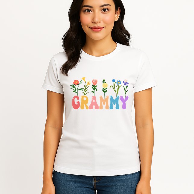 Cute Retro Floral Grammy Womens T-Shirt