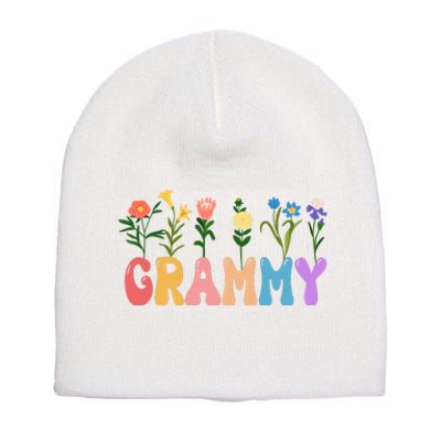 Cute Retro Floral Grammy Short Acrylic Beanie