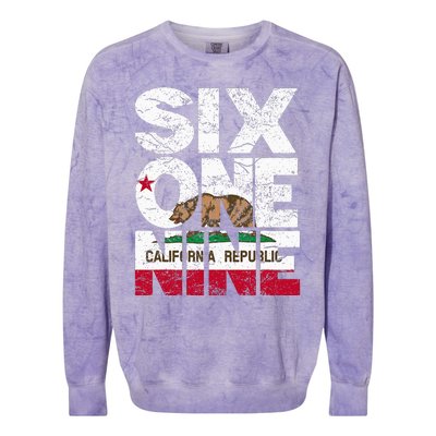 California Republic Flag 619 Area Code Colorblast Crewneck Sweatshirt