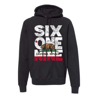 California Republic Flag 619 Area Code Premium Hoodie