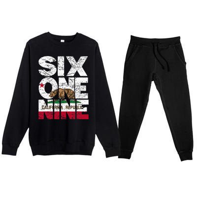 California Republic Flag 619 Area Code Premium Crewneck Sweatsuit Set