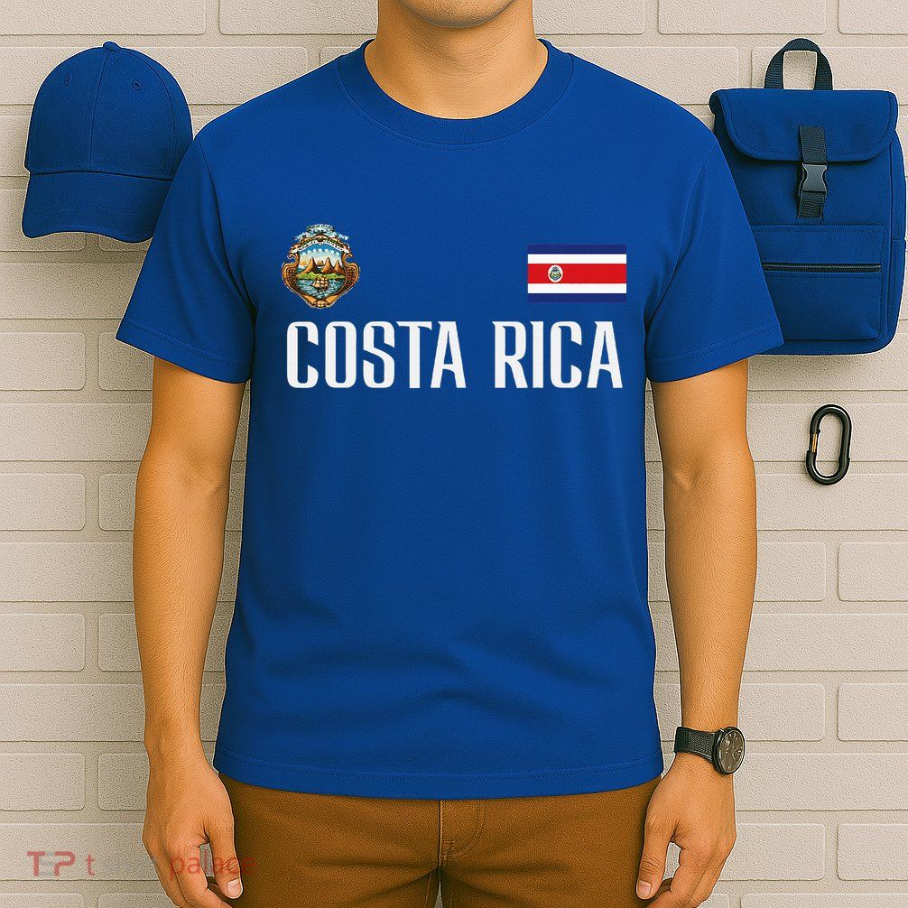 Costa Rica Flag Football Soccer Fan T-Shirt
