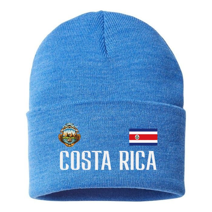 Costa Rica Flag Football Soccer Fan Sustainable Knit Beanie