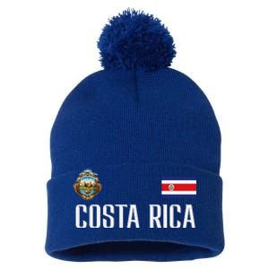 Costa Rica Flag Football Soccer Fan Pom Pom 12in Knit Beanie