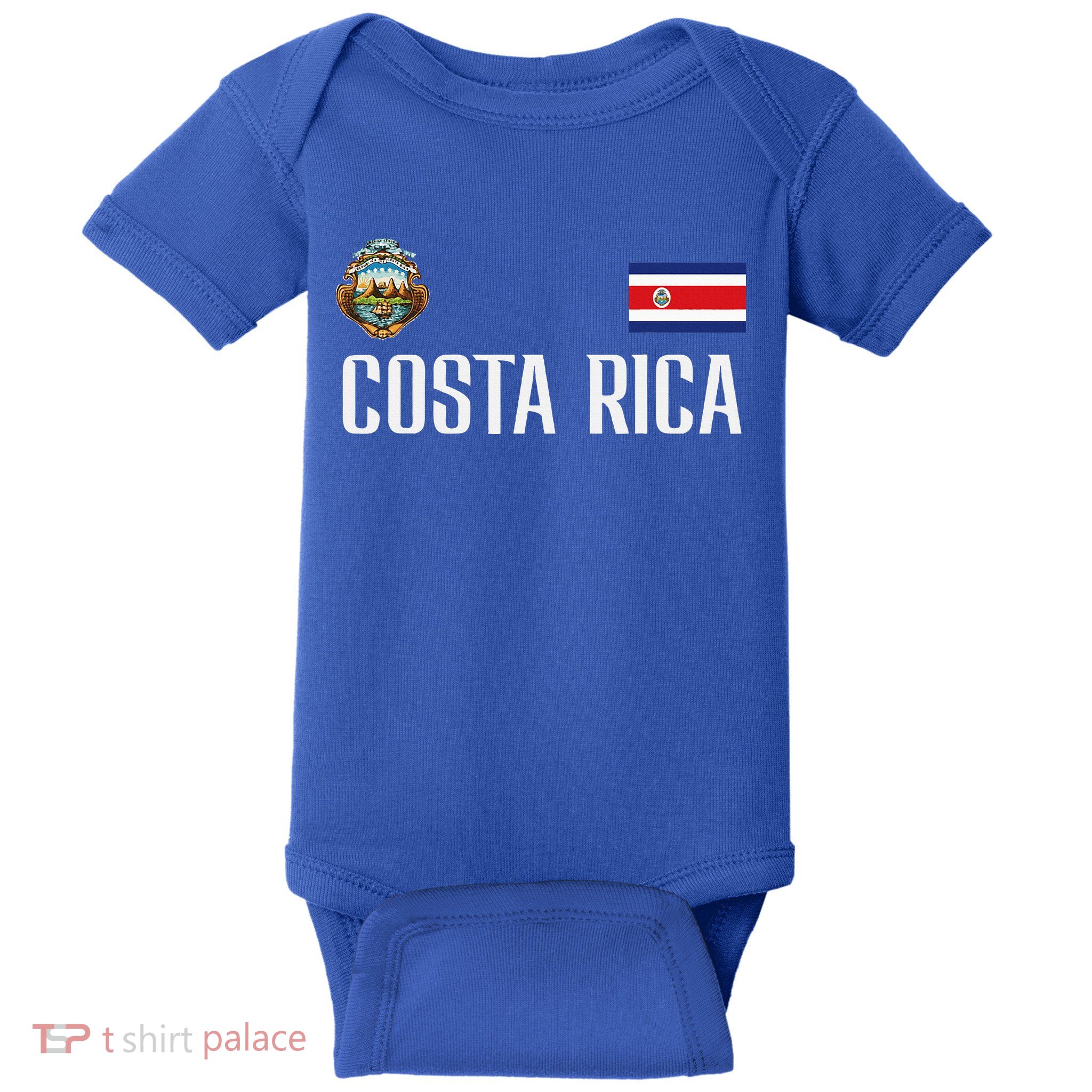 Costa Rica Flag Football Soccer Fan Baby Bodysuit