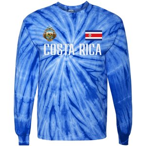 Costa Rica Flag Football Soccer Fan Tie-Dye Long Sleeve Shirt