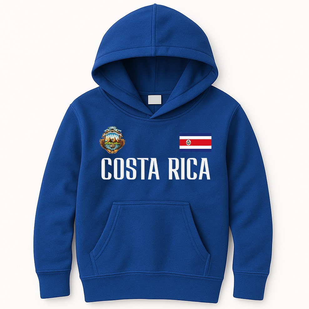 Costa Rica Flag Football Soccer Fan Kids Hoodie