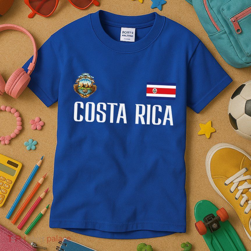 Costa Rica Flag Football Soccer Fan Kids T-Shirt